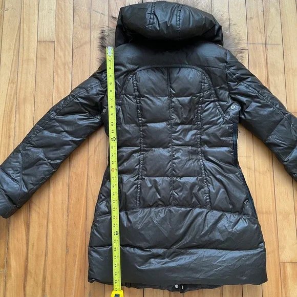 Rudsak Brown Down Puffer Coat Real Fur Trim Hooded Parka Jacket Womens Small - Picture 3 of 11
